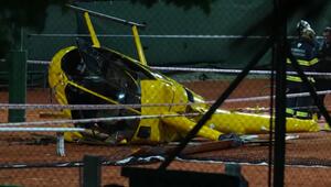 Hubschrauber stürzt auf Tennisplatz