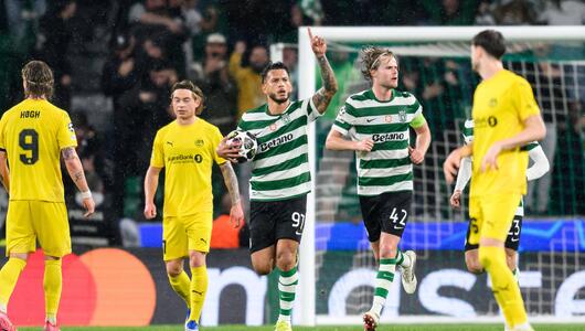 Sportings Luis Suarez feiert das 3:0 gegen Bodö/Glimt.