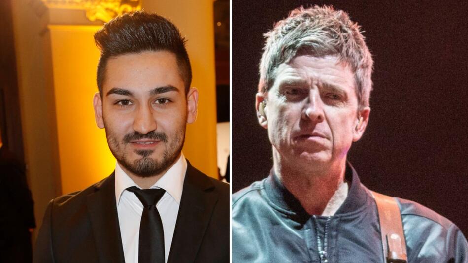 Fussball-Star İlkay Gündoğan (li.) und sein berühmter Fan Noel Gallagher