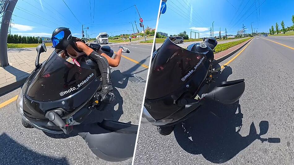 Geisterfahrt auf zwei Rädern: Motorrad fährt ohne Fahrerin weiter