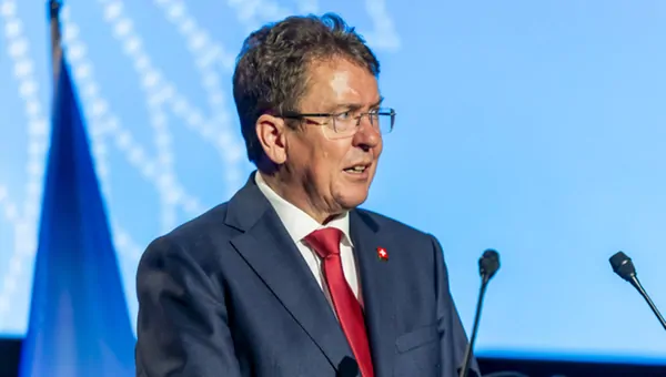 Bundesrat Albert Rösti in Genf.