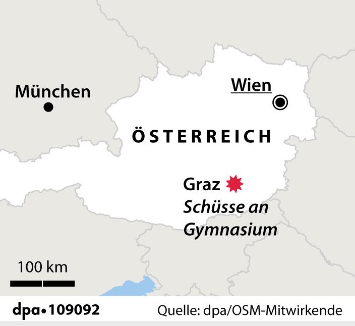 Infografik: "Karte Österreich mit Graz"