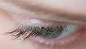 Wimpern am Auge einer Frau