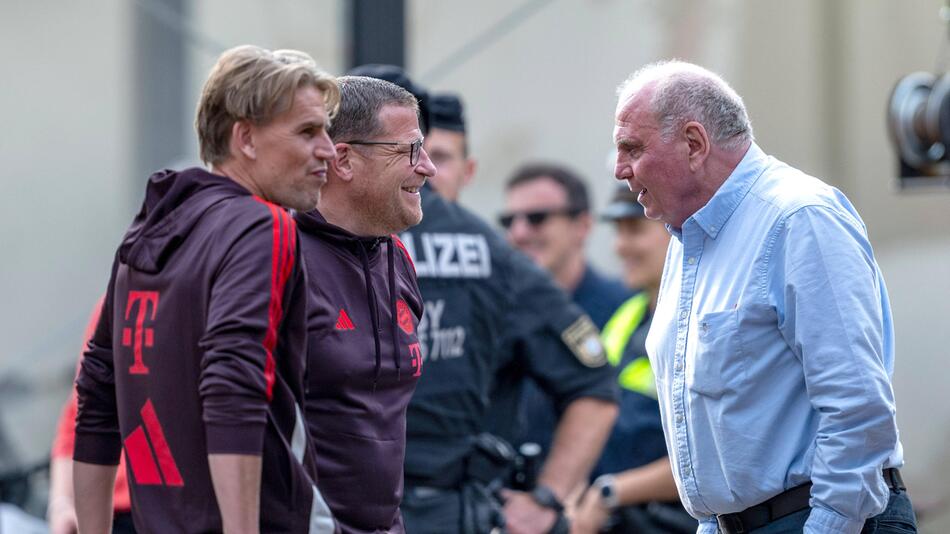 Christoph Freund, Max Eberl und Ehrenpräsident Uli Hoeness