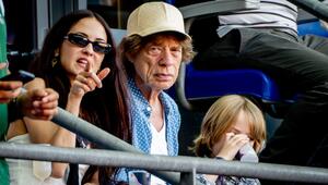 Mick Jagger mit Melanie Hamrick und dem gemeinsamen Sohn Deveraux bei den Olympischen Spielen ...