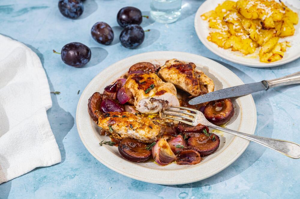 Involtini in Pflaumen-Ragout