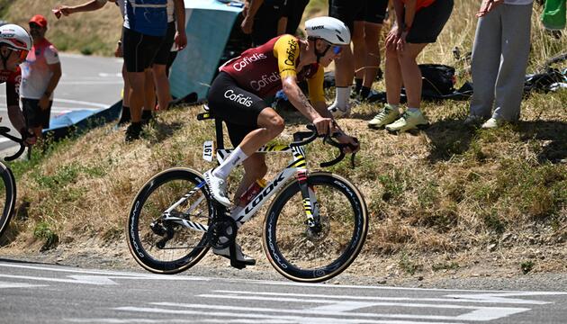 Hugo Page bei der 18. Etappe der Tour de France. Tags zuvor bekam er eine empfindliche Geldstrafe.