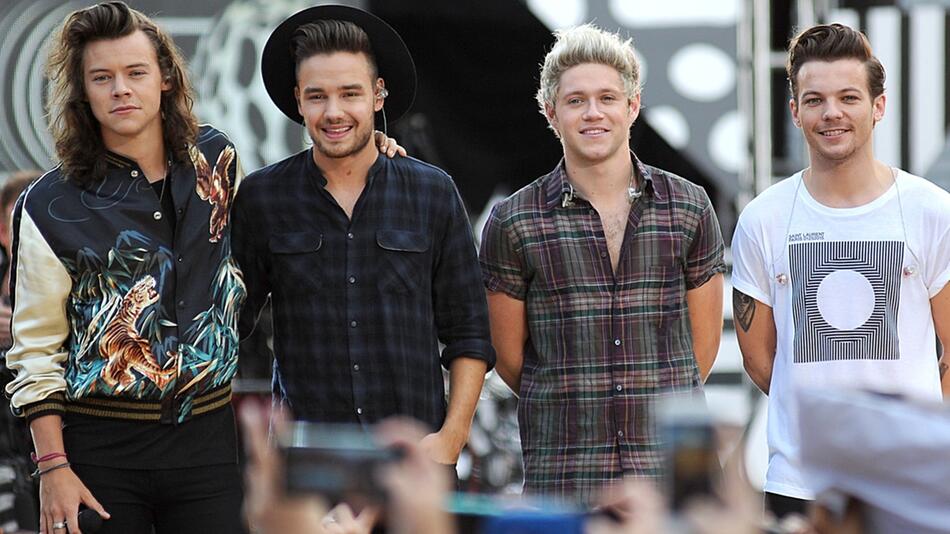 Mitglieder der Band One Direction bei einem gemeinsamen Auftritt 2015: (v.l.) Harry Styles, Liam ...