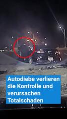 Autodiebe verlieren die Kontrolle und verursachen Totalschaden