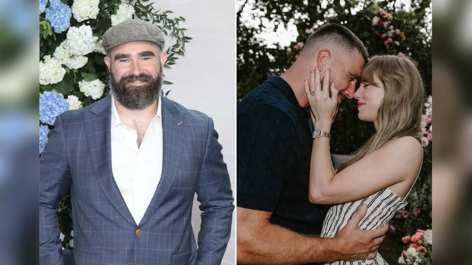 Jason Kelce spricht im Podcast "New Heights" begeistert über die Verlobung seines Bruders Travis ...