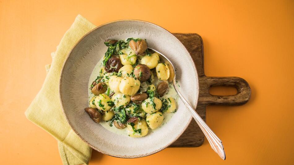 Gnocchi mit Maronen Spinat und Mascapone