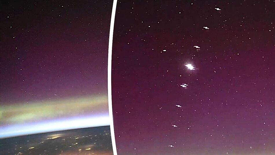 Einmaliger Anblick: Astronaut filmt Satelliten-Formation über Polarlichtern