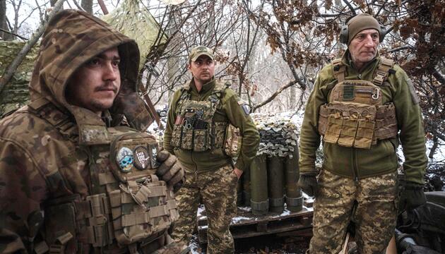 Ukrainische Soldaten im Frühjahr 2025 an der Front bei Chasiv Yar