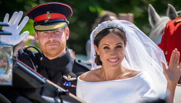 Herzogin Meghan trug bei ihrer Hochzeit mit Prinz Harry im Jahr 2018 das "Queen Mary's Diamond ...