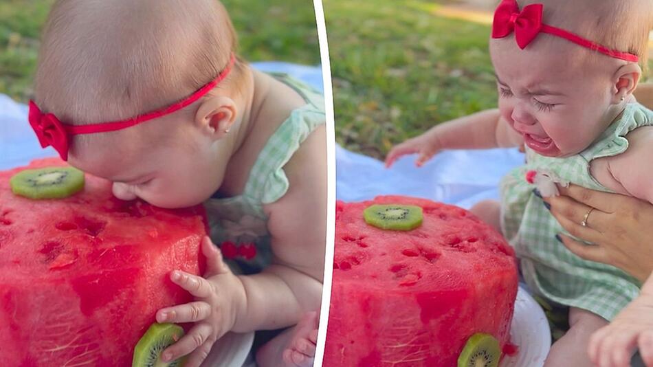 Melonentorte-Fan: Mama will Foto machen – Baby rastet aus