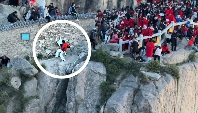 Abkürzung fast tödlich: Paar riskiert an Berg in China alles