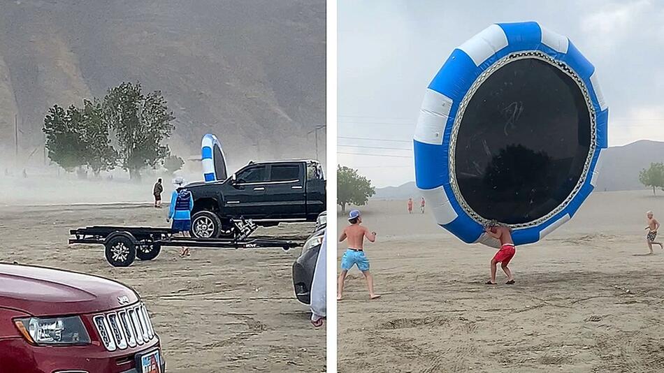 Heftige Windböen: Urlauber in Idaho rennen Trampolin hinterher