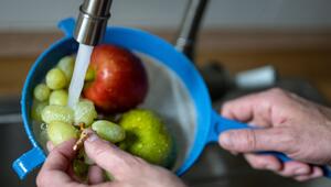 Obst wird unter fliessendem Wasser gewaschen