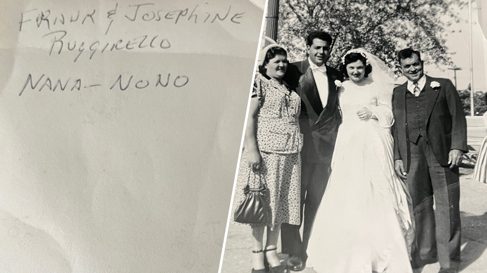 Hochzeitsfoto Frank und Josephine Ruggirello Notiz