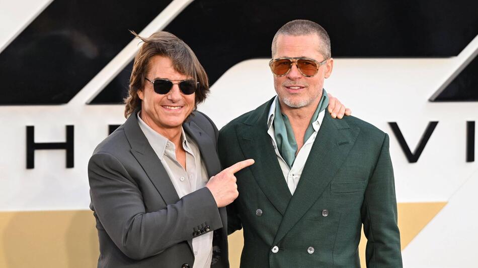 Brad Pitt (r.) und Tom Cruise bei der Europapremiere von "F1" in London.