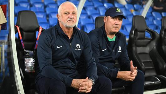 Graham Arnold (l.) und sein Assistent René Meulensteen.