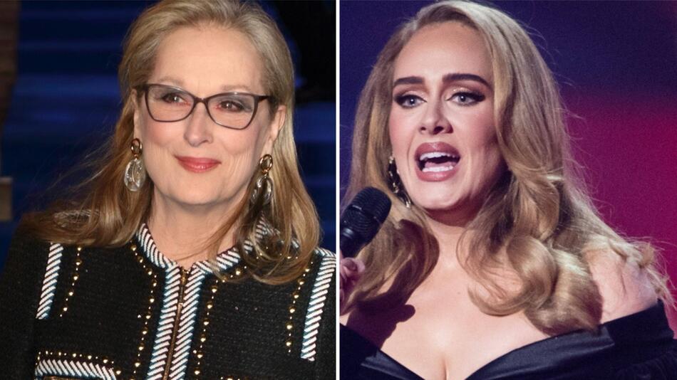 Meryl Streep (l.) stand im Publikum von Adele in Las Vegas - und wurde von der Sängerin ...