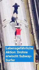 Lebensgefährliche Aktion: Drohne erwischt Jugendliche beim Subway-Surfen
