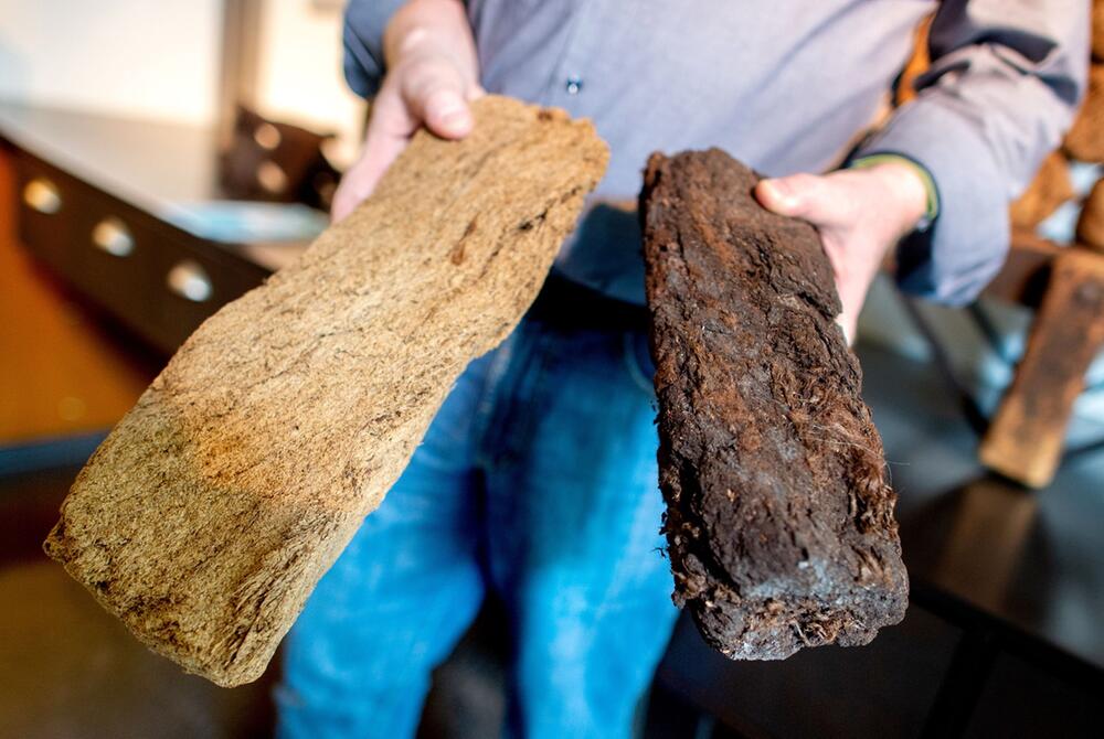 Stück Weisstorf und Schwarztorf im Emsland Moormuseum