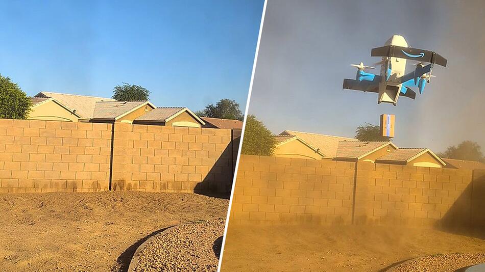 Jede Menge Wirbel: Amazon-Drohne löst Sandsturm im Garten aus