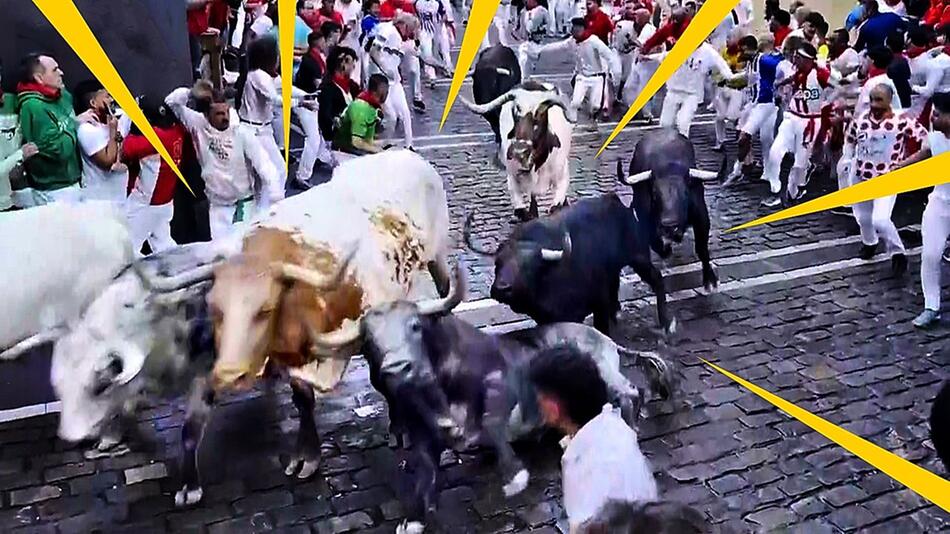 Chaos bei spanischem Stierlauf: Bulle bricht aus – mehrere Verletzte
