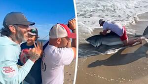 Gewaltiger Fang am Haken: Angler zieht Weissen Hai aus dem Meer