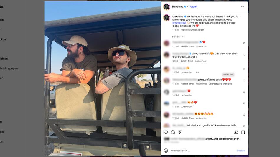 Bill und Tom Kaulitz auf Safari-Trip in Afrika