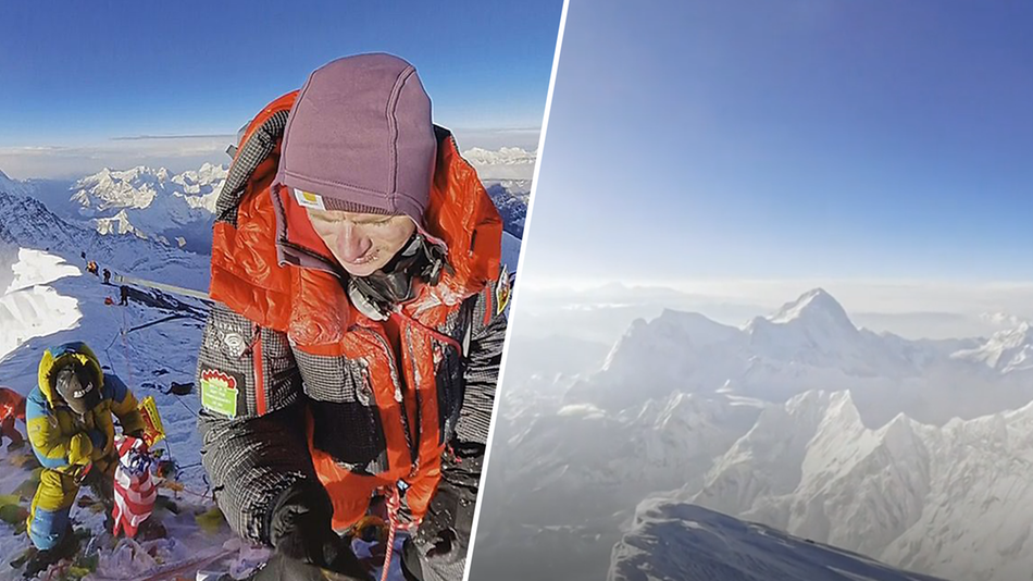 Ganz oben: Tourist filmt sich auf dem Gipfel des Mount Everest