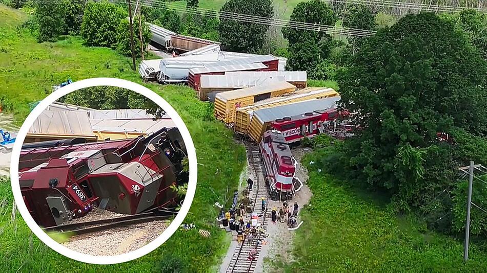 19 Waggons entgleist – Tausende Liter Diesel laufen bei Zugunglück in Wisconsin aus