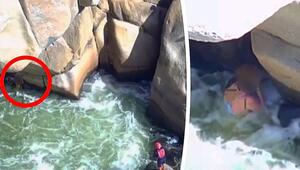 Rettung in Kalifornien: Frau klammert sich an Felsen in reissendem Fluss