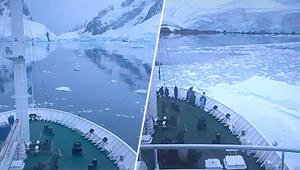 Elegante Lösung: Expeditionsschiff schiebt Eisberg aus dem Weg