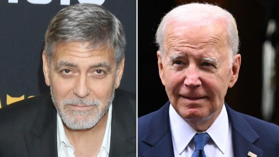 George Clooney (li.) fordert den Rückzug von Joe Biden.