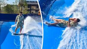 In Strömung gefangen: Surfversuch endet mit „Breakdance-Einlage“