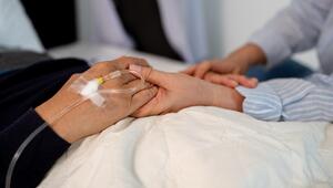 Frau Hände Mann Krankenhaus