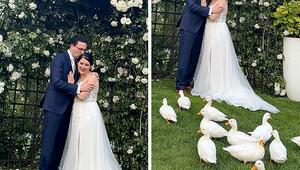 Tierische Fotobombe: Enten überraschen Brautpaar