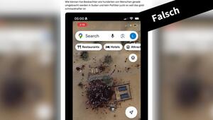 Screenshot des Satellitenbildes des Dorfs Kumia, das in falschem Kontext viral ging