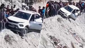 Am Abgrund: Passanten retten Auto in letzter Sekunde