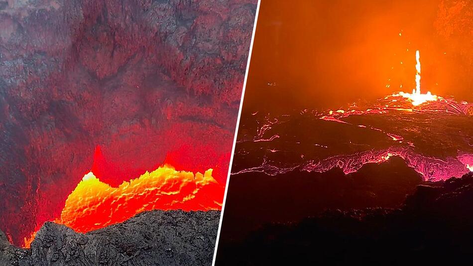 Lava schwappt aus dem Inneren: Touristin kommt Vulkan in Äthiopien ganz nahe