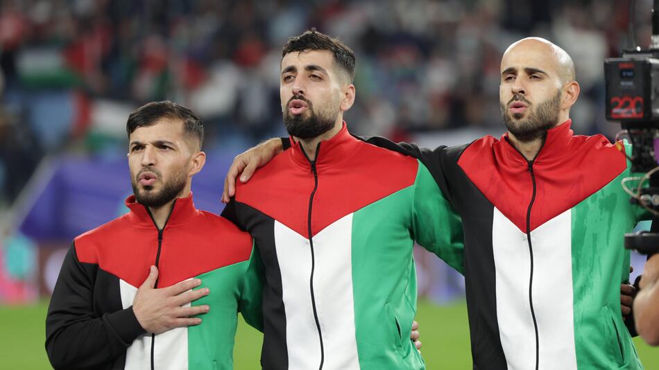 Palästinas Nationalmannschaft im Januar 2024 beim Asien-Cup in Katar.