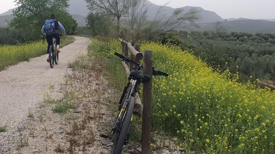 Auf einem Fahrradweg entlang der Vía Verde