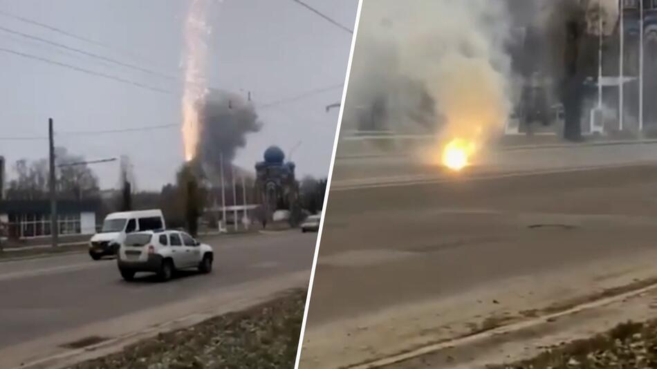 KORREKTUR! Auto im Berufsverkehr getroffen: Video zeigt russischen Angriff mit Brandmunition