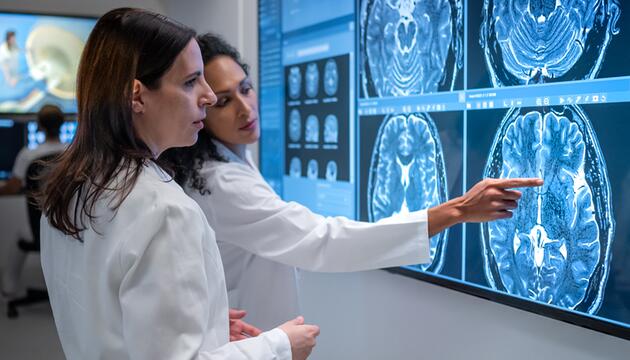 Ärztinnen analysieren Hirnscans