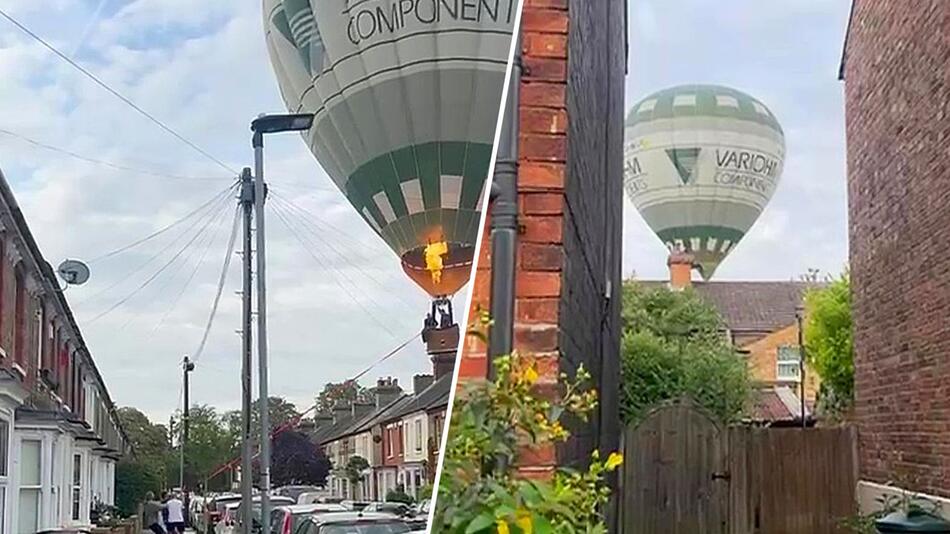 Landung mit Hindernissen: Heissluftballon kracht mitten in Wohngebiet in Bedford