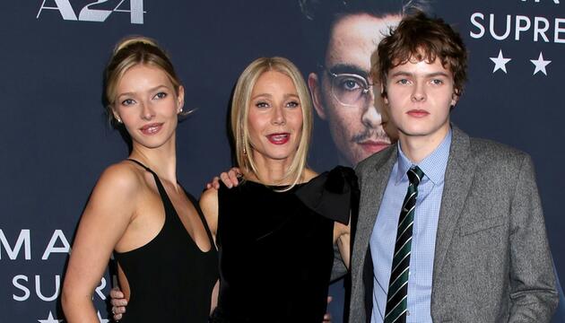 Gwyneth Paltrow (m.) mit ihrer Tochter Apple und ihrem Sohn Moses.