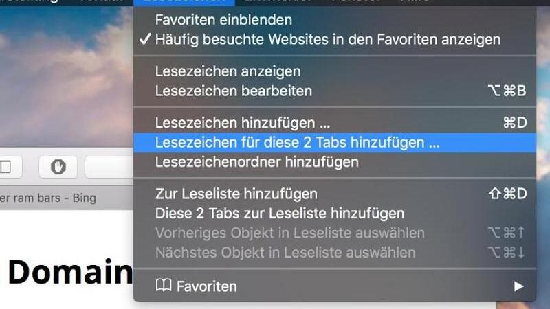 Lesezeichen in Safari